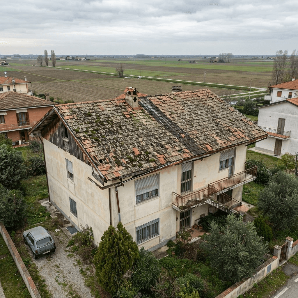 Tetto da rifare a San Donà di Piave — Prima